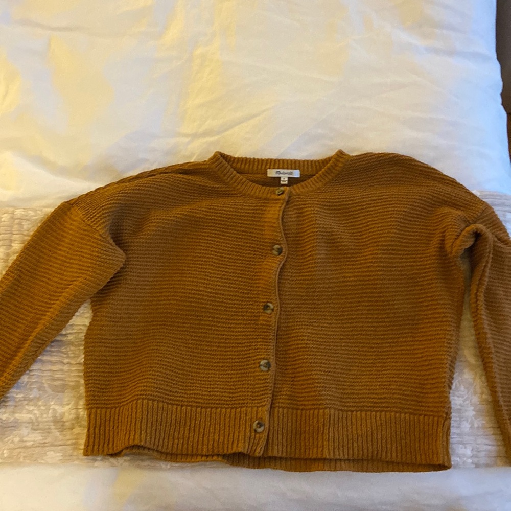 Burnt orange Madewell cardigan